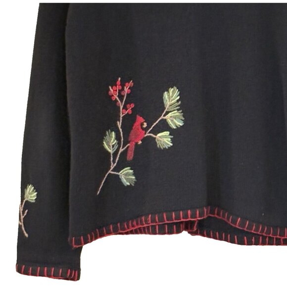 Coldwater Creek Vintage Cardigan Sweater Embroidered Cardinal Christmas Size Lg - Picture 5 of 8